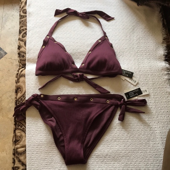 Bar iii Grommet Rib Bikini Set - Picture 6 of 10